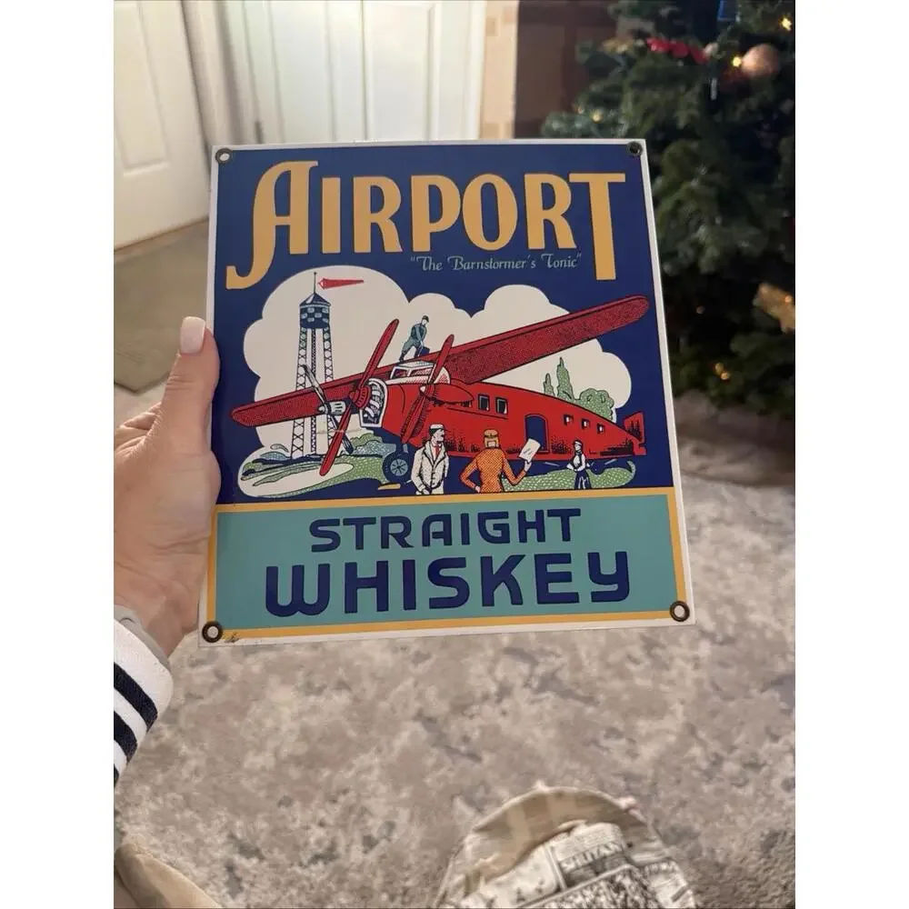 Airport Whiskey Vintage Look Advertising Metal Sign 9 x 8‎